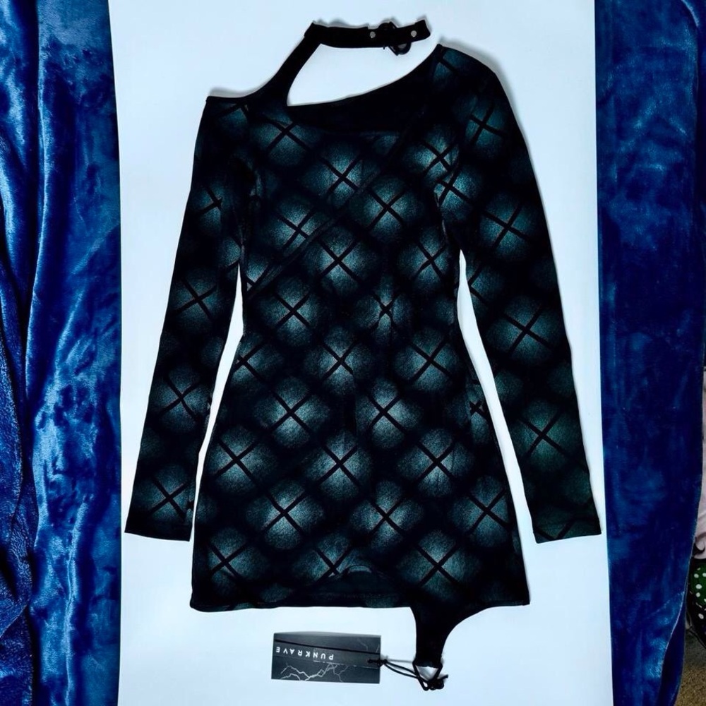 Punkrave Asymmetrical Dress modern checkered print BNWT